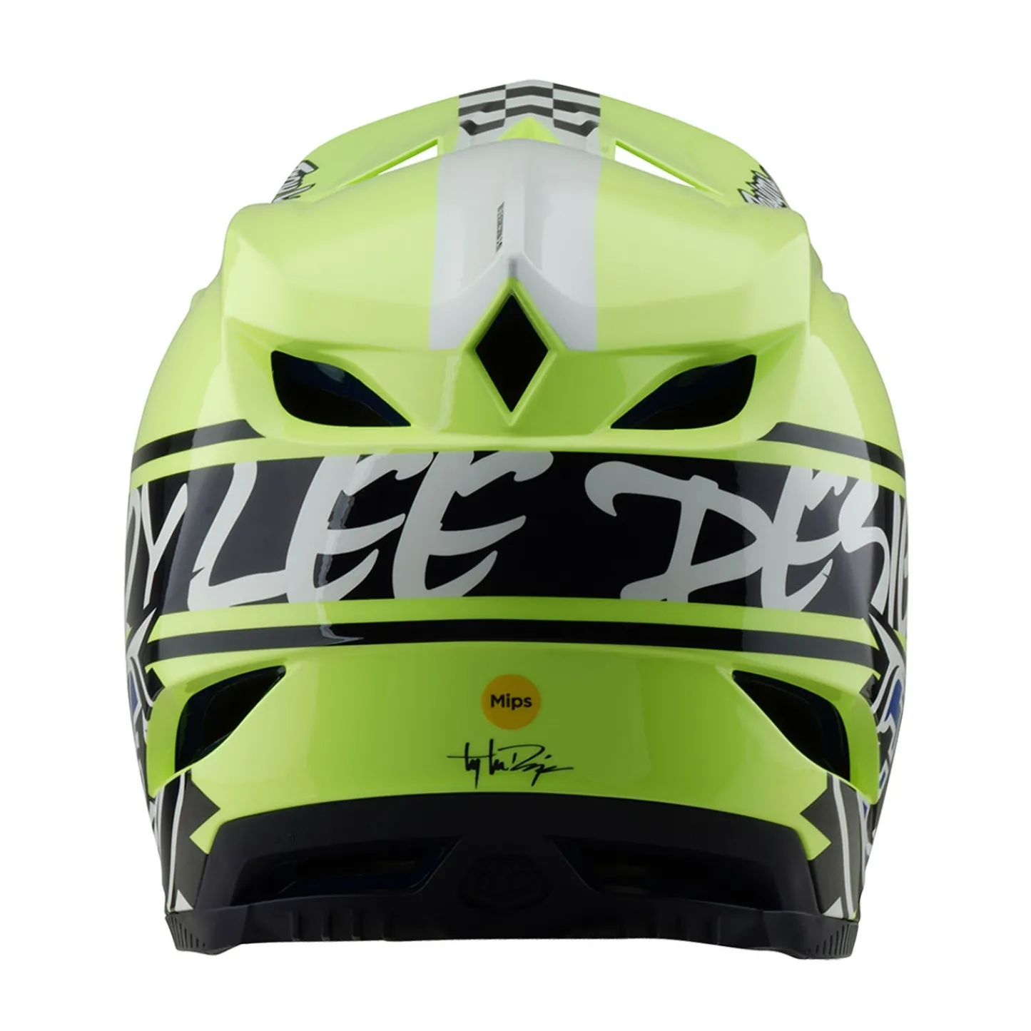 Troy Lee Designs Helmets|D4^D4 Polyacrylite Helmet Fifty-50 Navy / Glo Yellow