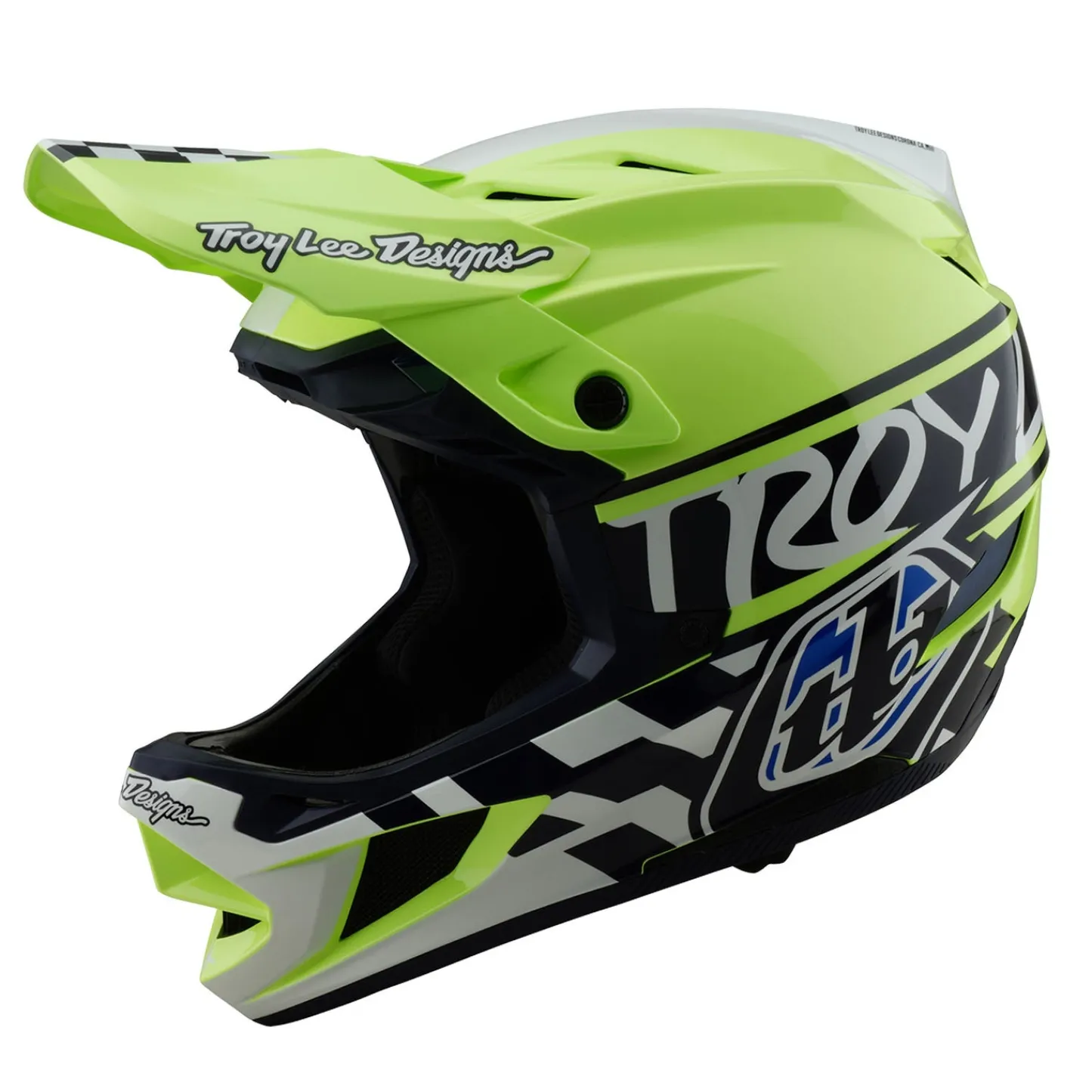 Troy Lee Designs Helmets|D4^D4 Polyacrylite Helmet Fifty-50 Navy / Glo Yellow