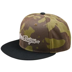 Troy Lee Designs Hats^Flat Bill Snapback Signature Olive Camo