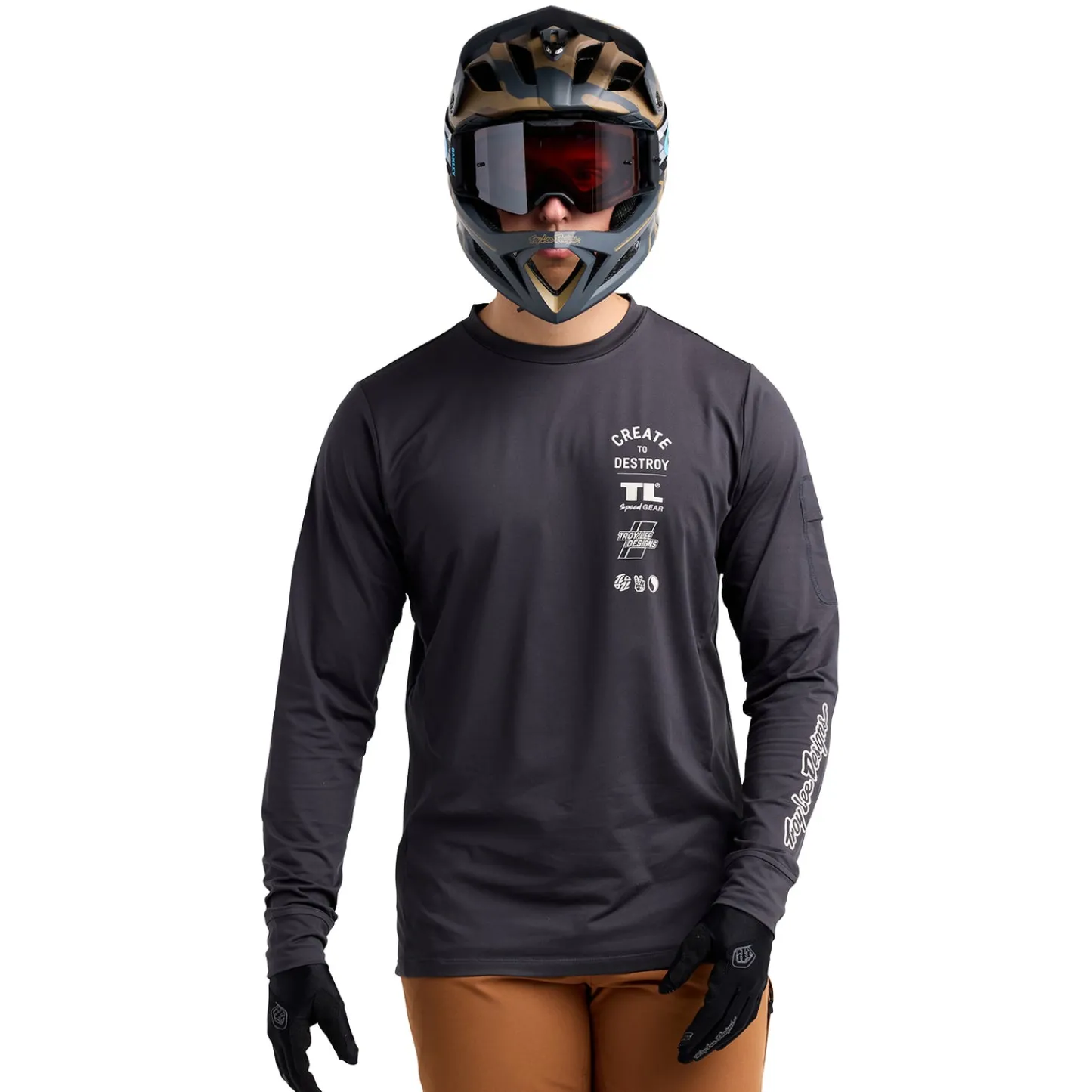 Troy Lee Designs Jerseys|Ruckus^Ruckus Long Sleeve Ride Tee Destroy Carbon