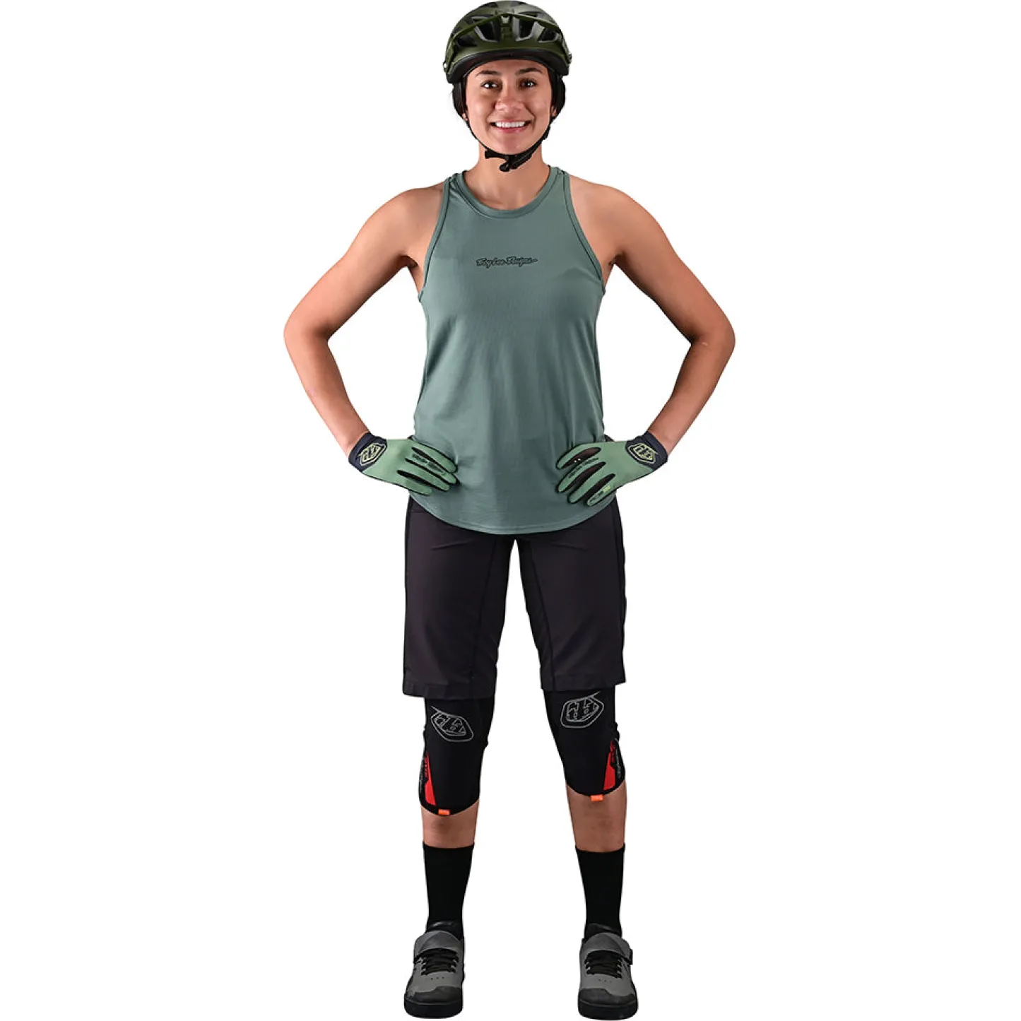 Women Troy Lee Designs Jerseys|Luxe - Wmns^Wmns Luxe Tank Solid Steel Green