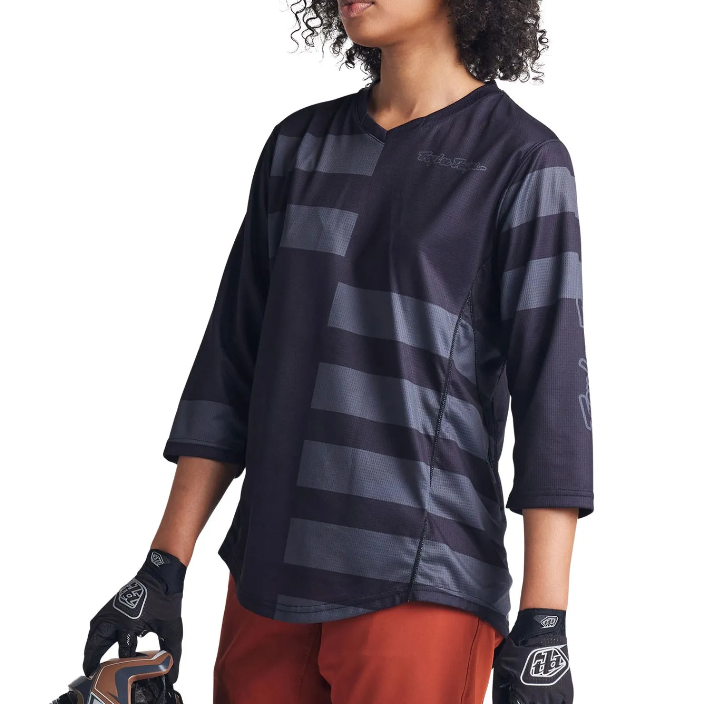 Women Troy Lee Designs Jerseys|Mischief - Wmns^Womens Mischief Jersey Split Stripe Black